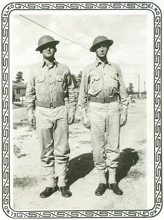 Bill Hahnen and Phil Mattson with the 120th Field Artillery Band.